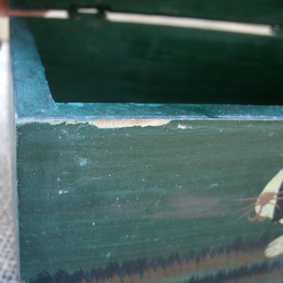 Vintage Warren Kimble Folk Art Wood Rabbit Decorative Box - Picture 14 of 16